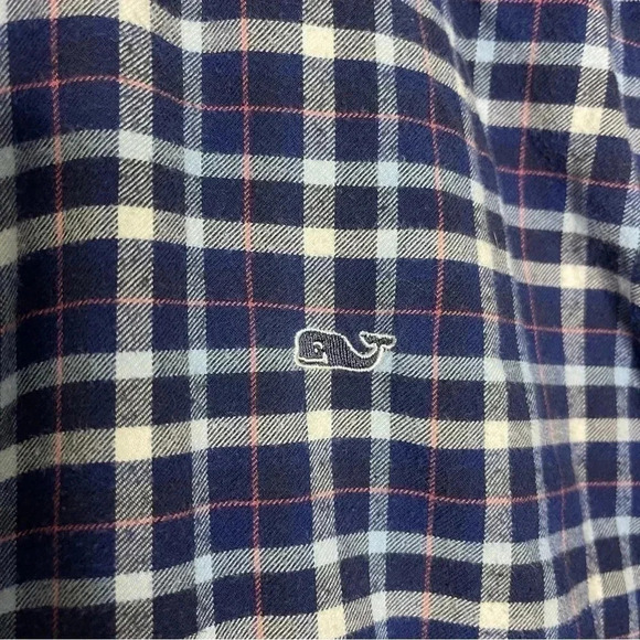 Vineyard Vines Navy Plaid Flannel Button Down Shirt Size Small - Picture 6 of 7